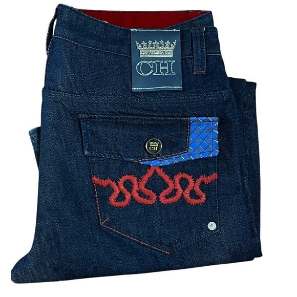 Vintage Y2K Crown Holder Jeans Authentic Embroidered 34X33 Men's Hip Hop - Picture 1 of 9